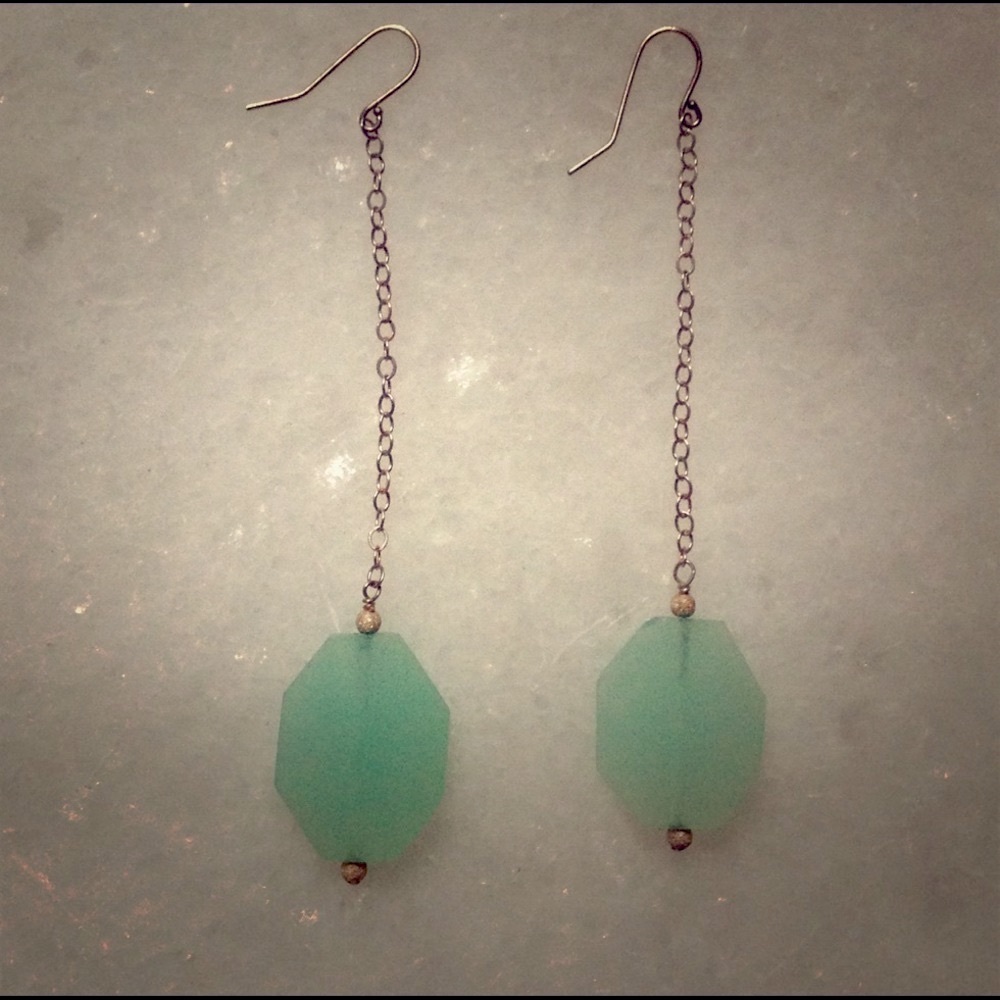 Vintage Estate silver and glass drop earrings
